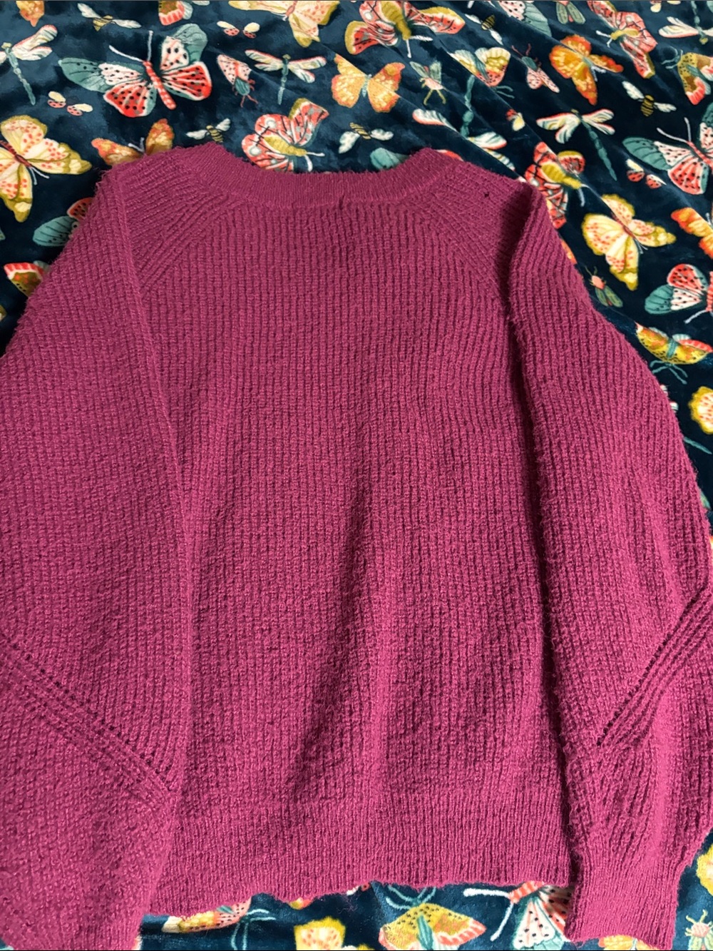 Joe Fresh Plum V-Neck Textured Knit Sweater - Picture 3 of 3